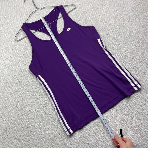 Adidas Tank Top Womens M Purple Striped Climalite Racer Back Running Logo - Picture 7 of 10